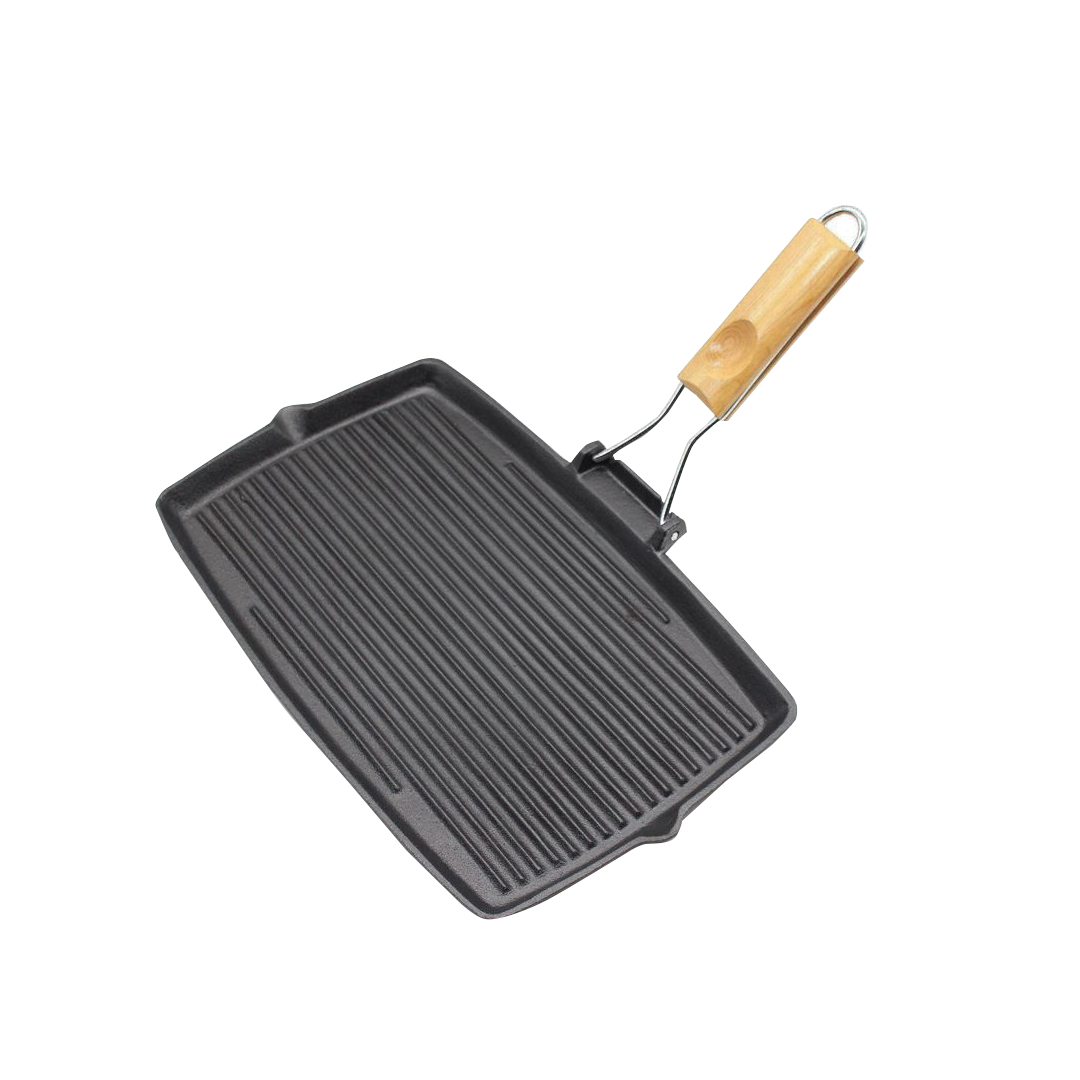 Soga 20.5Cm Rectangular Cast Iron Griddle Grill Frying Pan With Folding Wooden Handle, Home &Amp; Living, Kitchen &Amp; Dining, Cookware, Frying Pans, ,  - Nz Depot 7