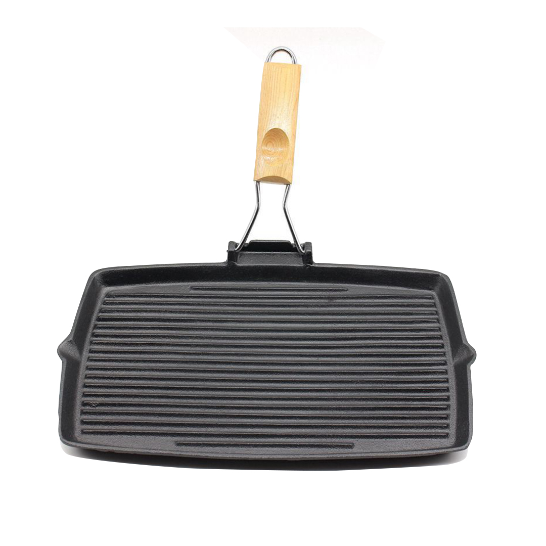 Soga 20.5Cm Rectangular Cast Iron Griddle Grill Frying Pan With Folding Wooden Handle, Home &Amp; Living, Kitchen &Amp; Dining, Cookware, Frying Pans, ,  - Nz Depot 8