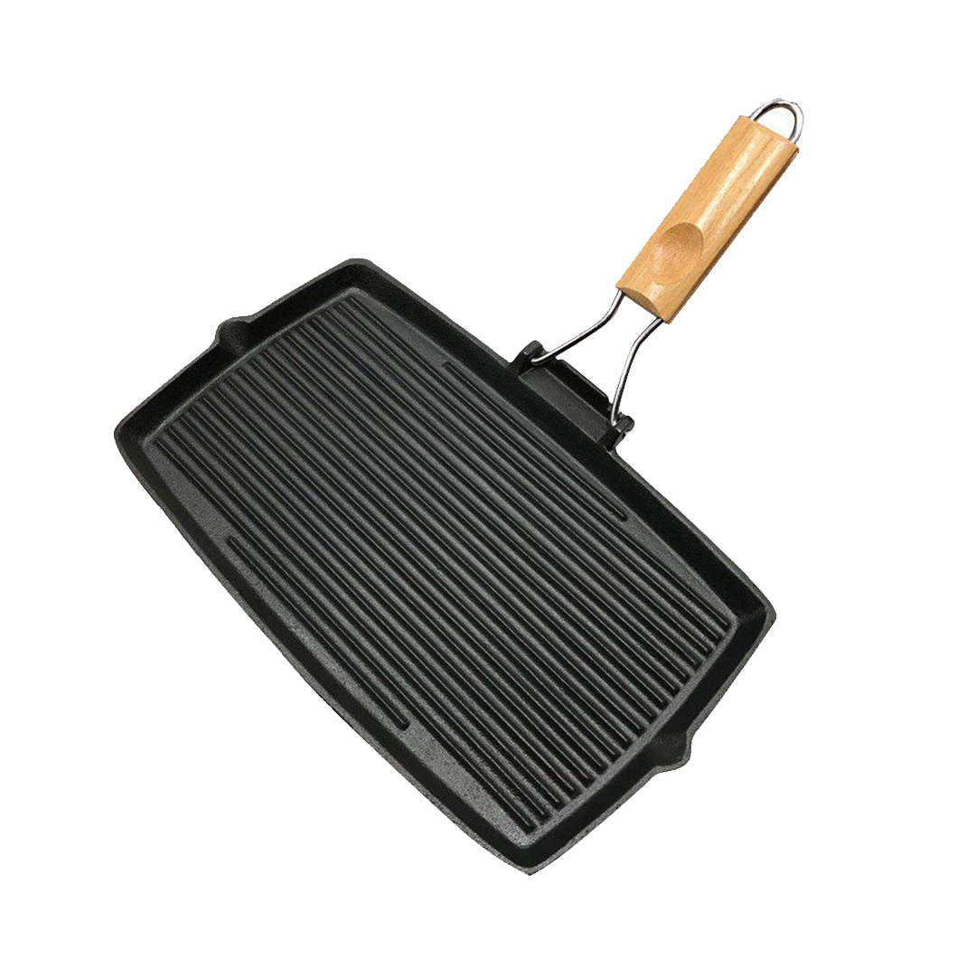 Soga 20.5Cm Rectangular Cast Iron Griddle Grill Frying Pan With Folding Wooden Handle, Home &Amp; Living, Kitchen &Amp; Dining, Cookware, Frying Pans, ,  - Nz Depot 9