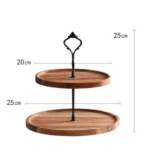 SOGA 20cm 2 Tier Brown Round Wooden Acacia Dessert Tray Cake Snacks Cupcake Stand Buffet Serving Countertop Decor, Kitchenware, Table Top, Servingware, Servingware Platter, ,  - NZ DEPOT 2