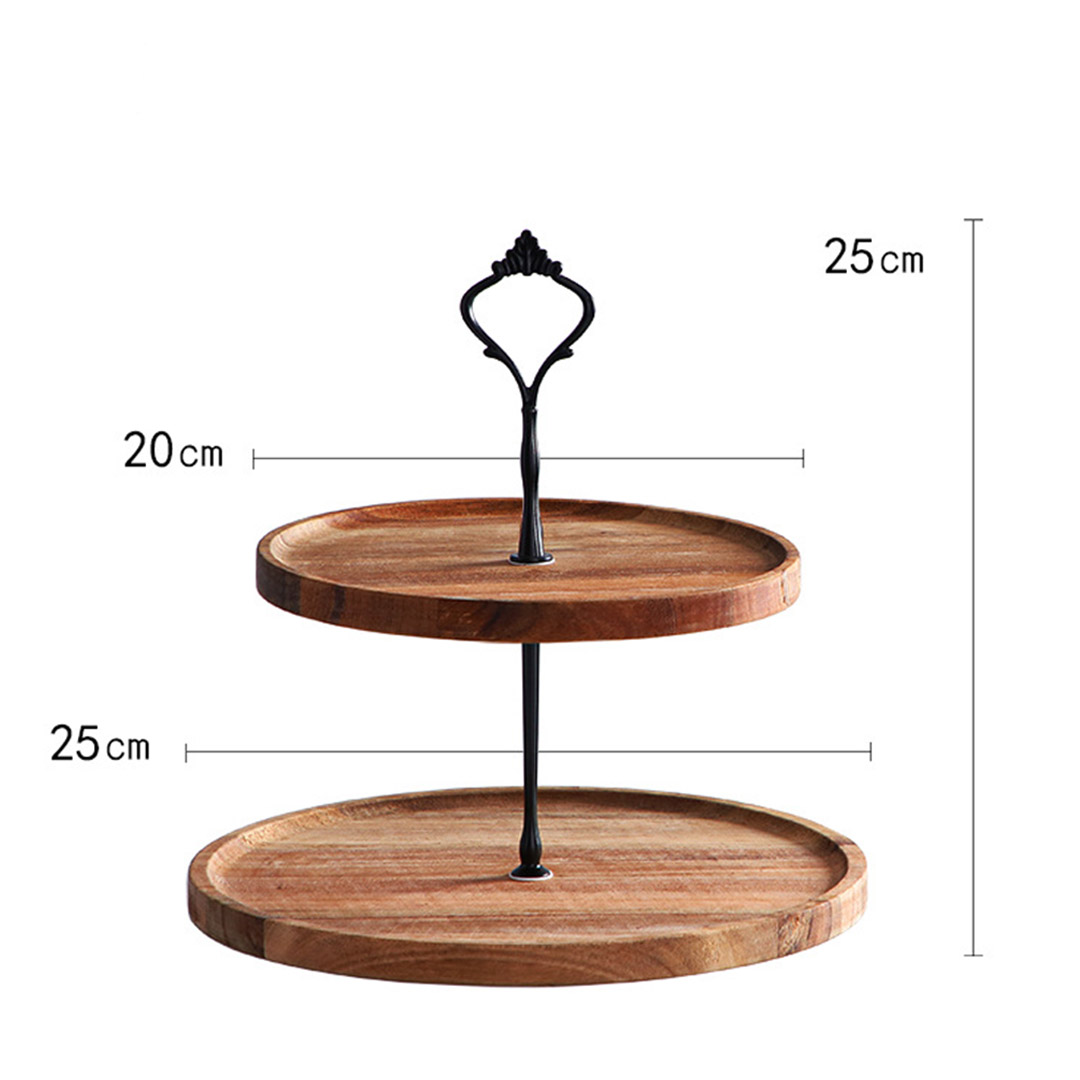 Soga 20Cm 2 Tier Brown Round Wooden Acacia Dessert Tray Cake Snacks Cupcake Stand Buffet Serving Countertop Decor, Kitchenware, Table Top, Servingware, Servingware Platter, ,  - Nz Depot 2