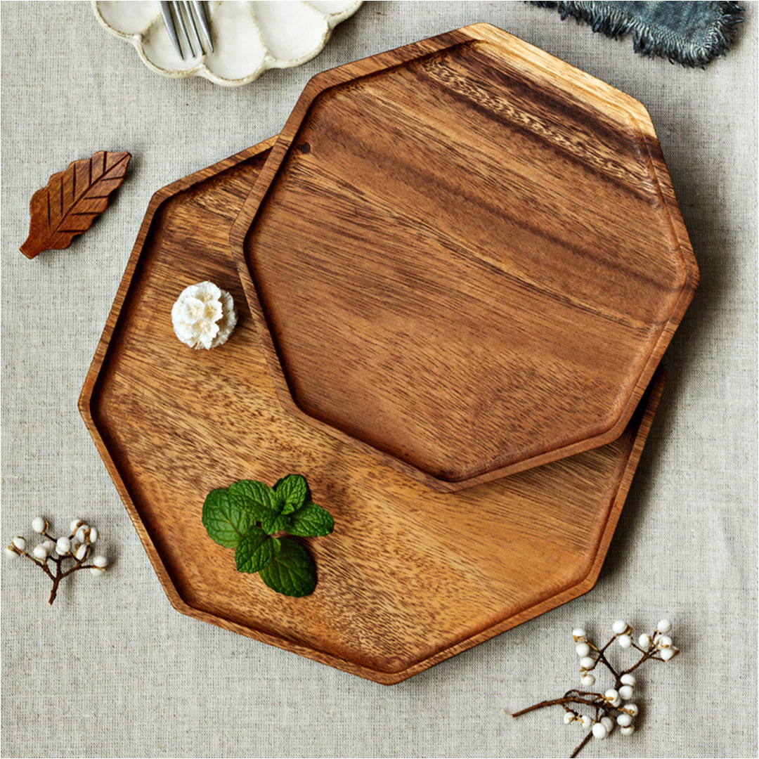 Soga 20Cm Octagon Wooden Acacia Food Serving Tray Charcuterie Board Centerpiece Home Decor, Kitchenware, Table Top, Servingware, Servingware Platter, ,  - Nz Depot 6