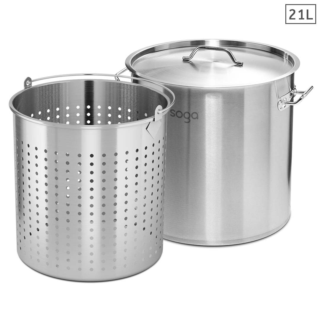 Soga 21L 18/10 Stainless Steel Stockpot With Perforated Stock Pot Basket Pasta Strainer, Home &Amp; Living, Kitchen &Amp; Dining, Cookware, Stock &Amp; Multi Pots, ,  - Nz Depot 1