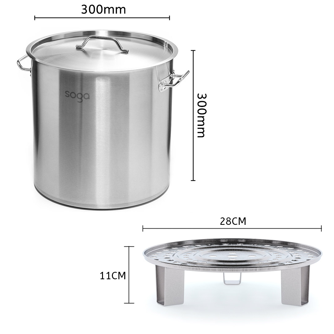 Soga 21L Stainless Steel Stock Pot With One Steamer Rack Insert Stockpot Tray, Home &Amp; Living, Kitchen &Amp; Dining, Cookware, Stock &Amp; Multi Pots, ,  - Nz Depot 2