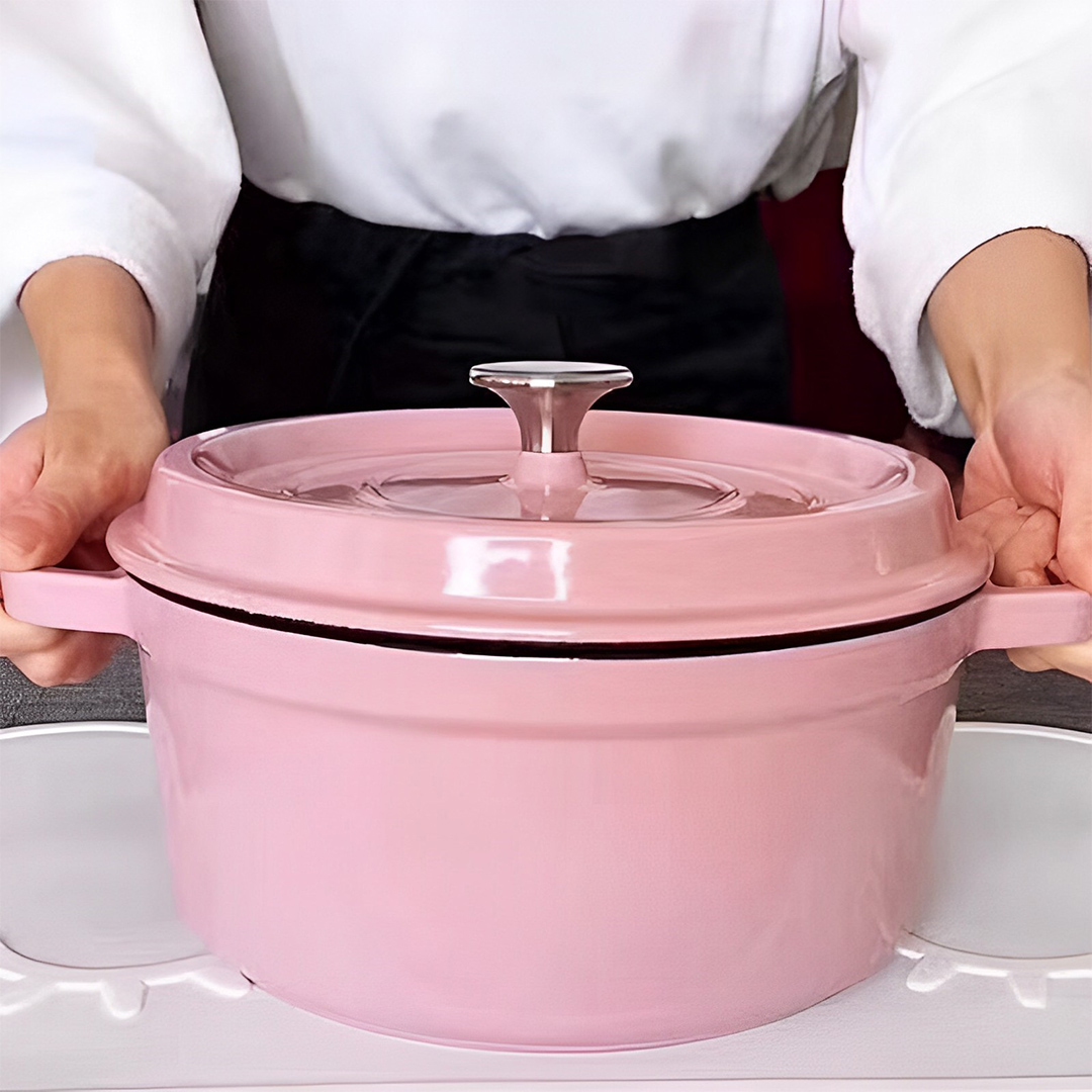 Soga 22Cm Pink Cast Iron Ceramic Stewpot Casserole Stew Cooking Pot With Lid, Home &Amp; Living, Kitchen &Amp; Dining, Cookware, Casserole Dishes, ,  - Nz Depot 4