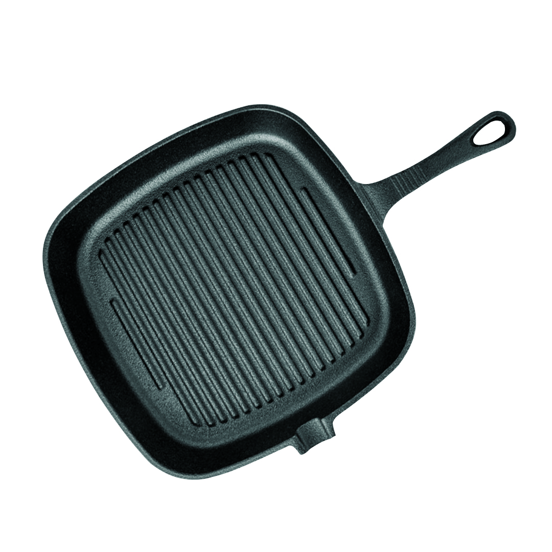 Soga 23.5Cm Square Ribbed Cast Iron Frying Pan Skillet Steak Sizzle Platter With Handle, Home &Amp; Living, Kitchen &Amp; Dining, Cookware, Frying Pans, ,  - Nz Depot 1