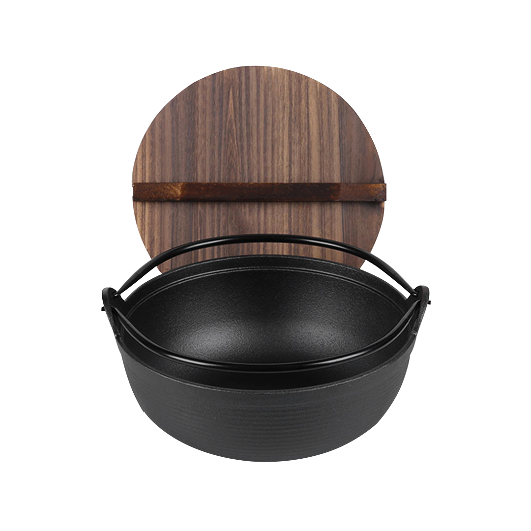 Soga 25Cm Cast Iron Japanese Style Sukiyaki Tetsu Nabe Shabu Hot Pot With Wooden Lid, Home &Amp; Living, Kitchen &Amp; Dining, Cookware, Stock &Amp; Multi Pots, ,  - Nz Depot 1