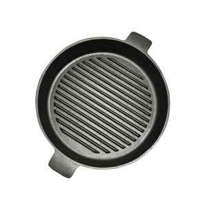 SOGA 25cm Round Ribbed Cast Iron Frying Pan Skillet Steak Sizzle Platter with Handle, Home & Living, Kitchen & Dining, Cookware, Frying Pans, ,  - NZ DEPOT 1