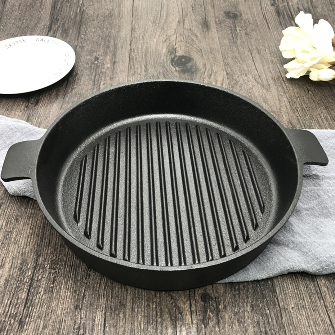 Soga 25Cm Round Ribbed Cast Iron Frying Pan Skillet Steak Sizzle Platter With Handle, Home &Amp; Living, Kitchen &Amp; Dining, Cookware, Frying Pans, ,  - Nz Depot 9