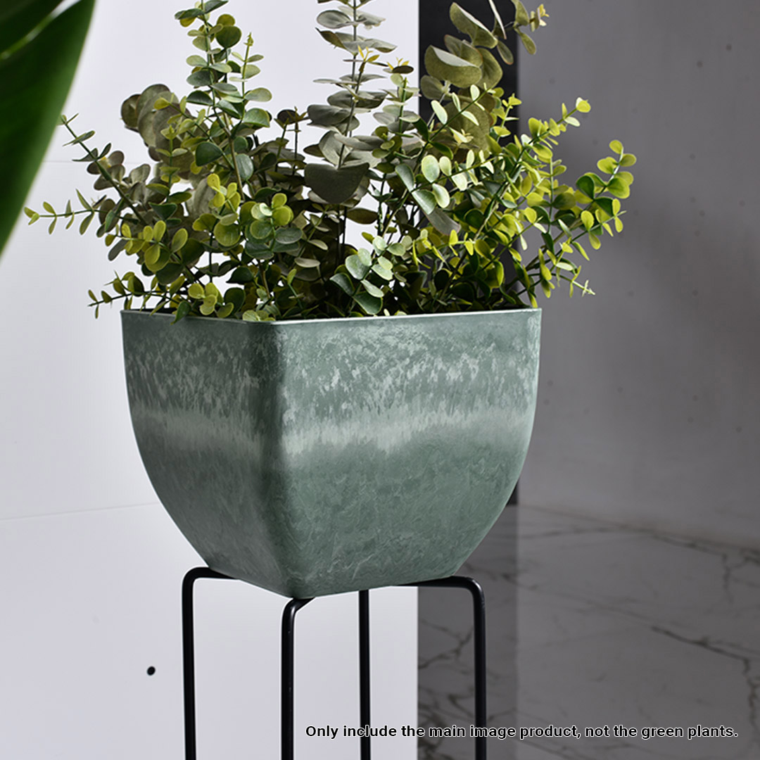 SOGA 27cm Green Grey Square Resin Plant Flower Pot in Cement Pattern Planter Cachepot for Indoor Home Office, Home & Living, Home Decor, Indoor Pots, Planters and Plant Stands, , ,  - NZ DEPOT 5