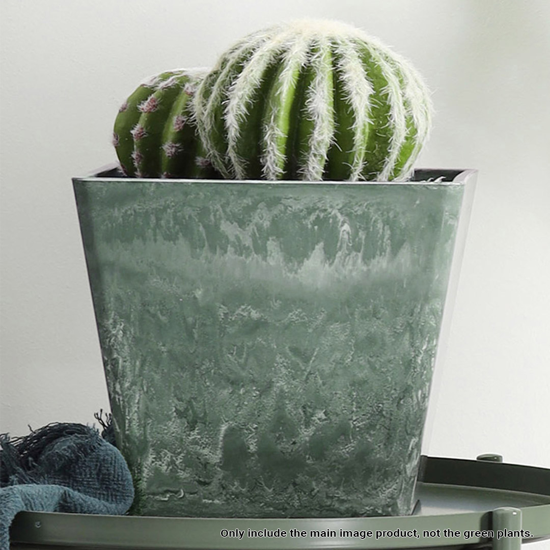 SOGA 27cm Green Grey Square Resin Plant Flower Pot in Cement Pattern Planter Cachepot for Indoor Home Office, Home & Living, Home Decor, Indoor Pots, Planters and Plant Stands, , ,  - NZ DEPOT 6