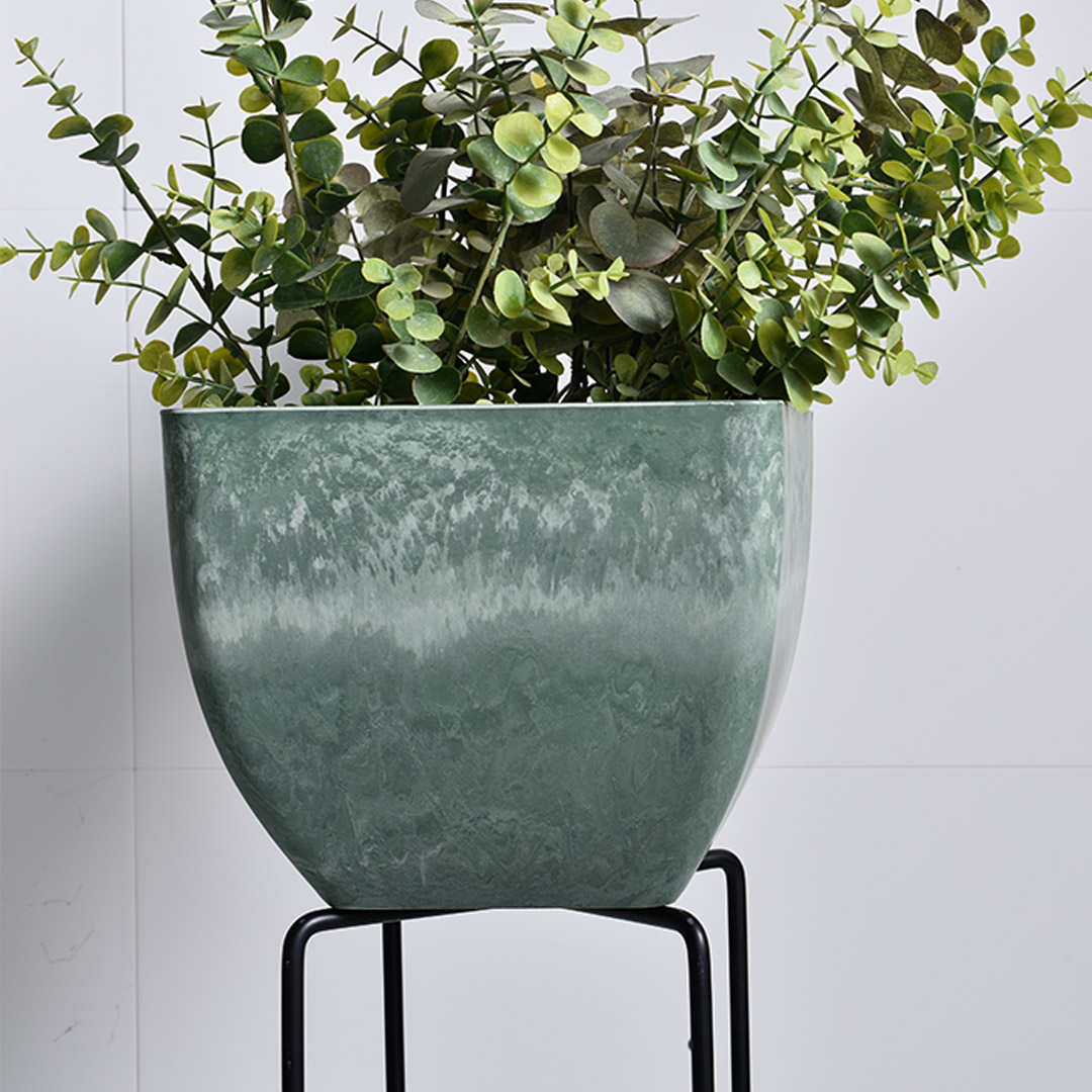 SOGA 27cm Green Grey Square Resin Plant Flower Pot in Cement Pattern Planter Cachepot for Indoor Home Office, Home & Living, Home Decor, Indoor Pots, Planters and Plant Stands, , ,  - NZ DEPOT 8