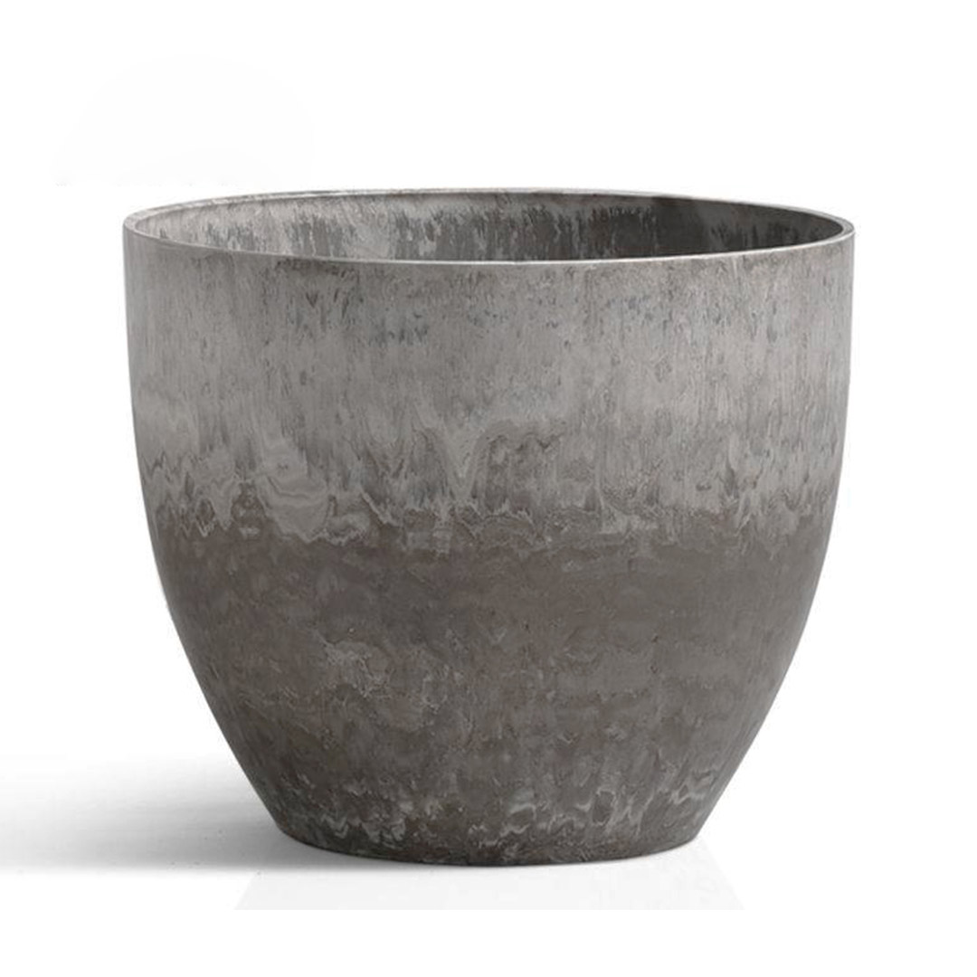 SOGA 27cm Rock Grey Round Resin Plant Flower Pot in Cement Pattern Planter Cachepot for Indoor Home Office, Home & Living, Home Decor, Indoor Pots, Planters and Plant Stands, , ,  - NZ DEPOT 1