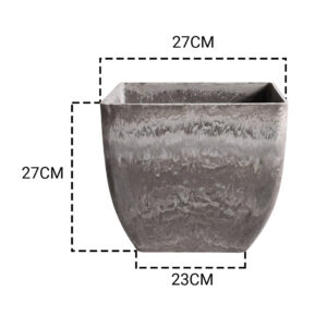 SOGA 27cm Rock Grey Square Resin Plant Flower Pot in Cement Pattern Planter Cachepot for Indoor Home Office, Home & Living, Home Decor, Indoor Pots, Planters and Plant Stands, , ,  - NZ DEPOT 2