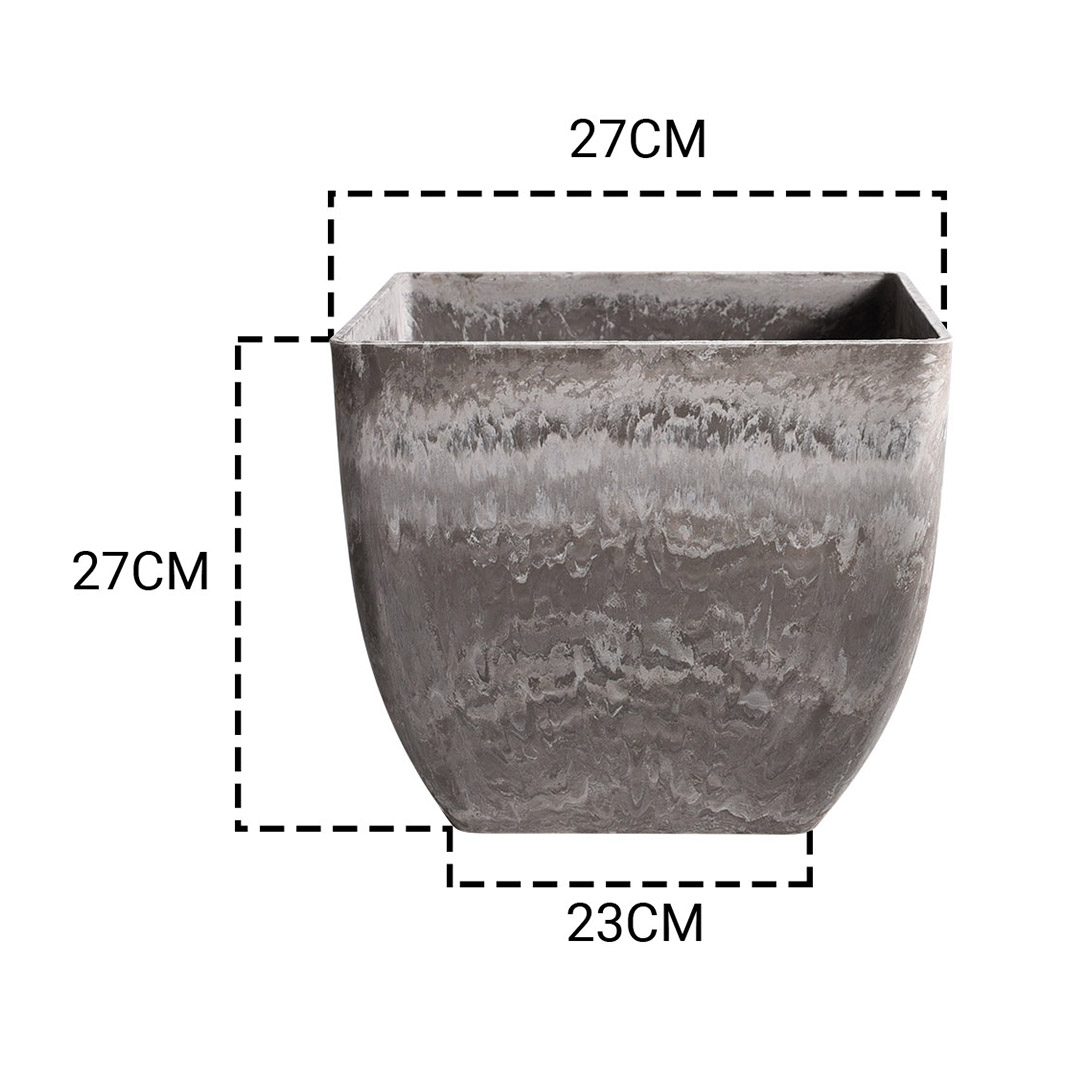 Soga 27Cm Rock Grey Square Resin Plant Flower Pot In Cement Pattern Planter Cachepot For Indoor Home Office, Home &Amp; Living, Home Decor, Indoor Pots, Planters And Plant Stands, , ,  - Nz Depot 2