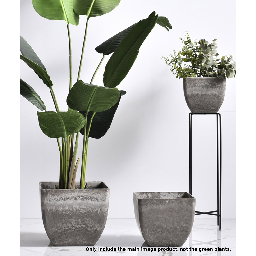 Soga 27Cm Rock Grey Square Resin Plant Flower Pot In Cement Pattern Planter Cachepot For Indoor Home Office, Home &Amp; Living, Home Decor, Indoor Pots, Planters And Plant Stands, , ,  - Nz Depot 3