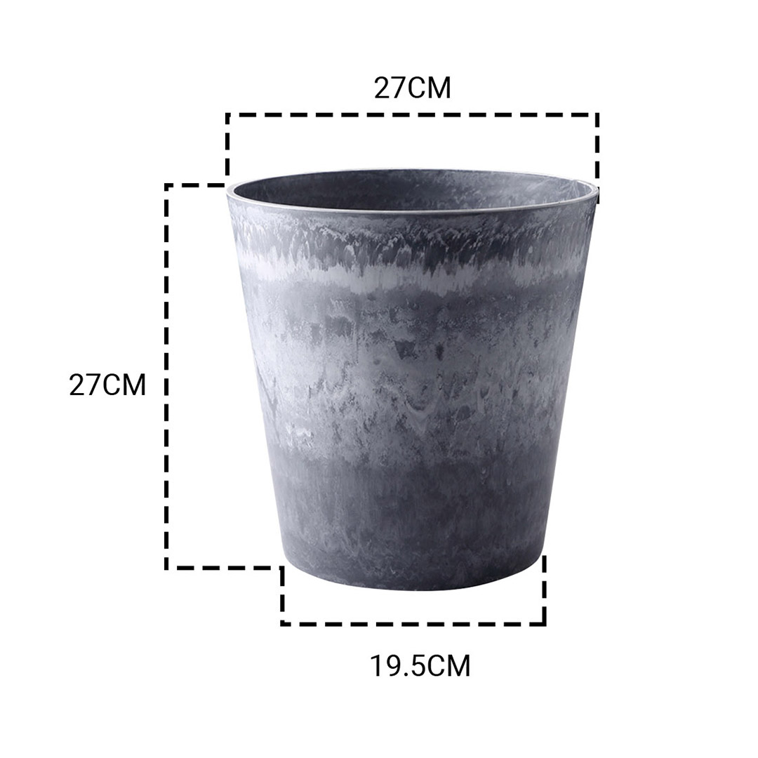 SOGA 27cm Weathered Grey Round Resin Plant Flower Pot in Cement Pattern Planter Cachepot for Indoor Home Office, Home & Living, Home Decor, Indoor Pots, Planters and Plant Stands, , ,  - NZ DEPOT 2