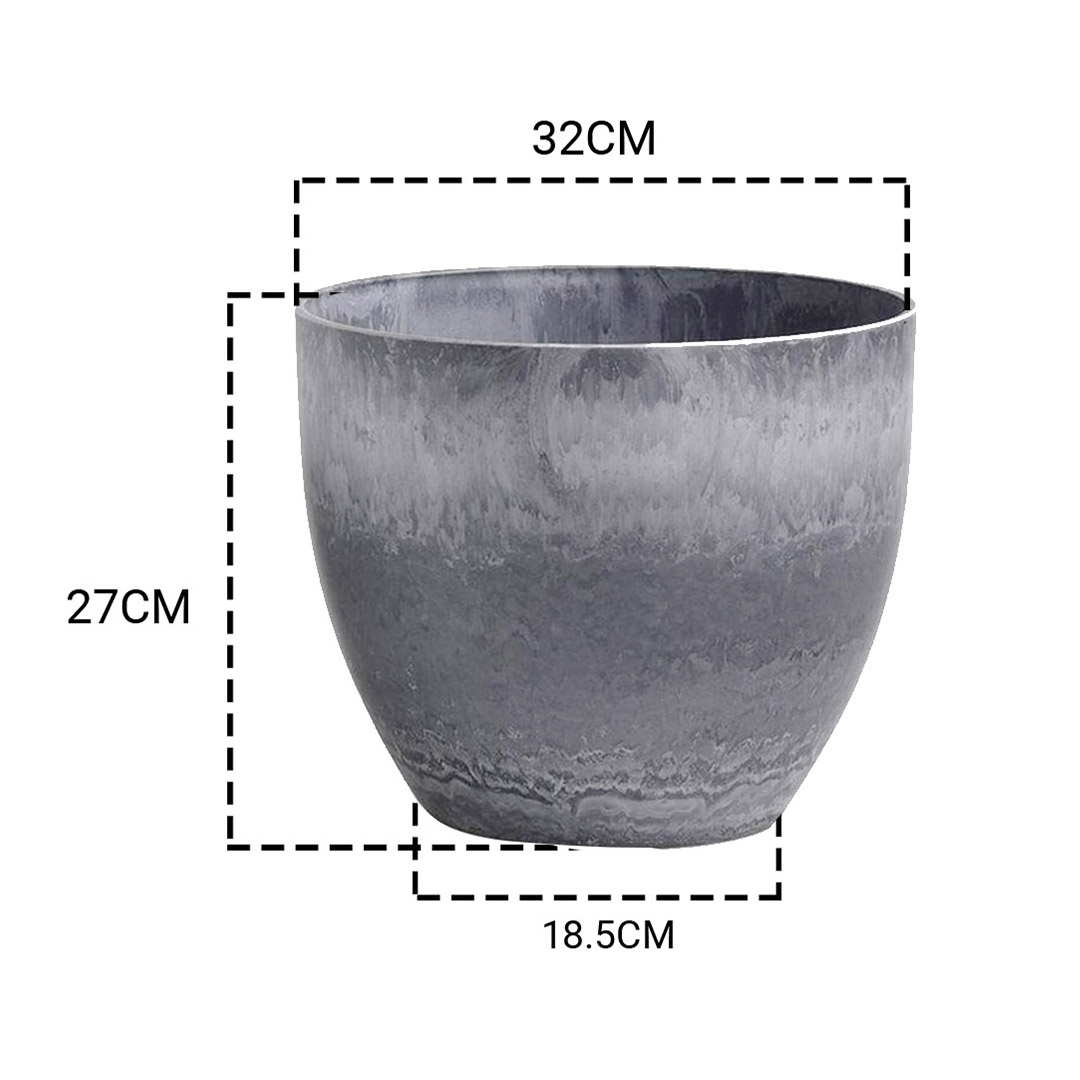 Soga 27Cm Weathered Grey Round Resin Plant Flower Pot In Cement Pattern Planter Cachepot For Indoor Home Office, Home &Amp; Living, Home Decor, Indoor Pots, Planters And Plant Stands, , ,  - Nz Depot 2