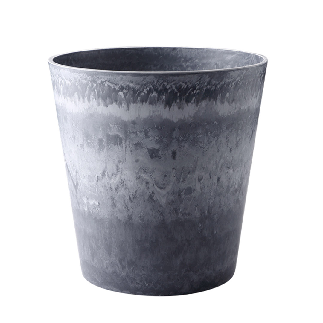 SOGA 27cm Weathered Grey Round Resin Plant Flower Pot in Cement Pattern Planter Cachepot for Indoor Home Office, Home & Living, Home Decor, Indoor Pots, Planters and Plant Stands, , ,  - NZ DEPOT 1