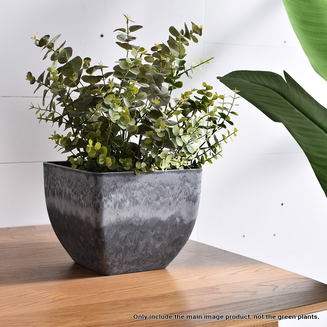 Soga 27Cm Weathered Grey Square Resin Plant Flower Pot In Cement Pattern Planter Cachepot For Indoor Home Office, Home &Amp; Living, Home Decor, Indoor Pots, Planters And Plant Stands, , ,  - Nz Depot 4