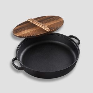 SOGA 29cm Round Cast Iron Pre-seasoned Deep Baking Pizza Frying Pan Skillet with Wooden Lid, Home & Living, Kitchen & Dining, Cookware, Frying Pans, ,  - NZ DEPOT 2