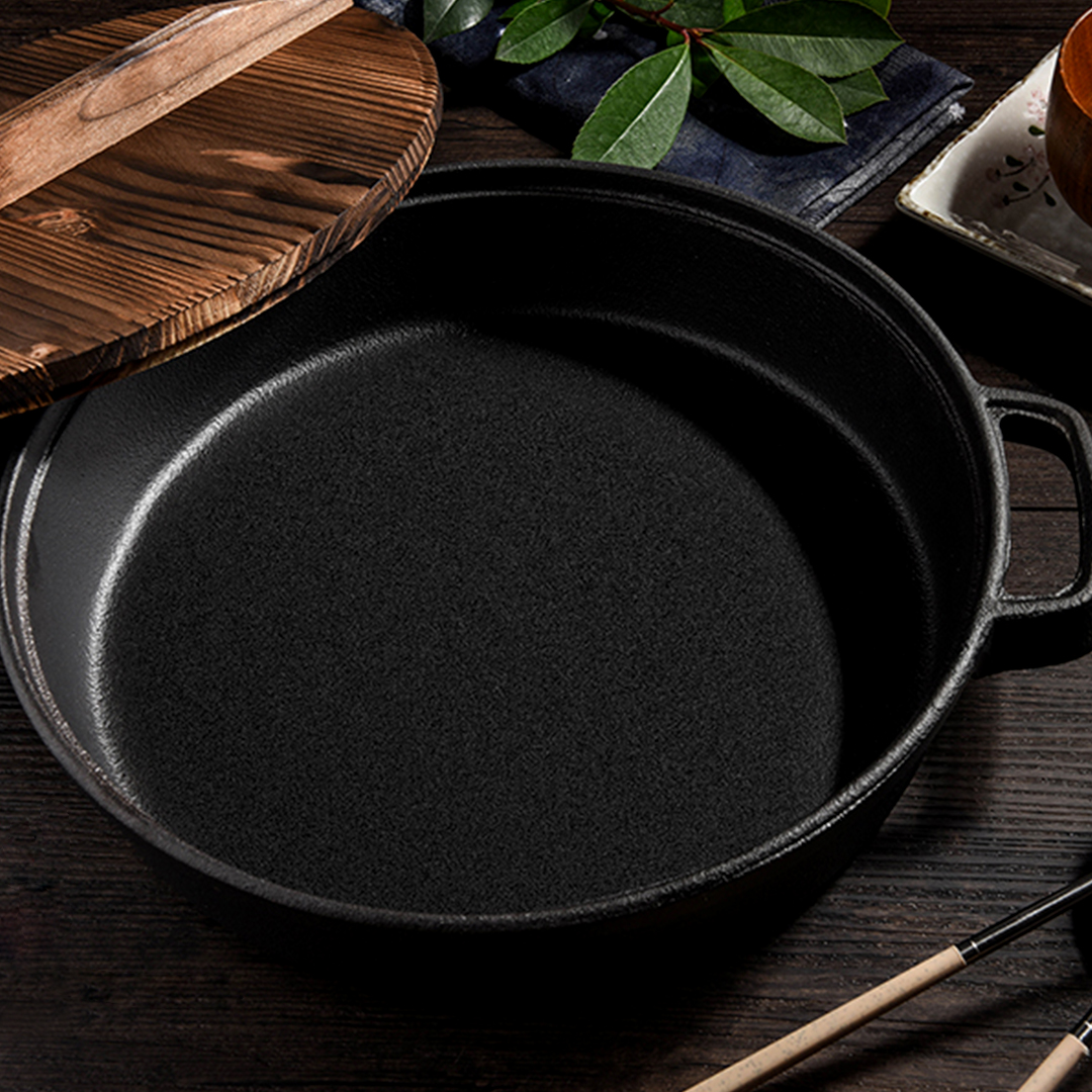 Soga 29Cm Round Cast Iron Pre-Seasoned Deep Baking Pizza Frying Pan Skillet With Wooden Lid, Home &Amp; Living, Kitchen &Amp; Dining, Cookware, Frying Pans, ,  - Nz Depot 8