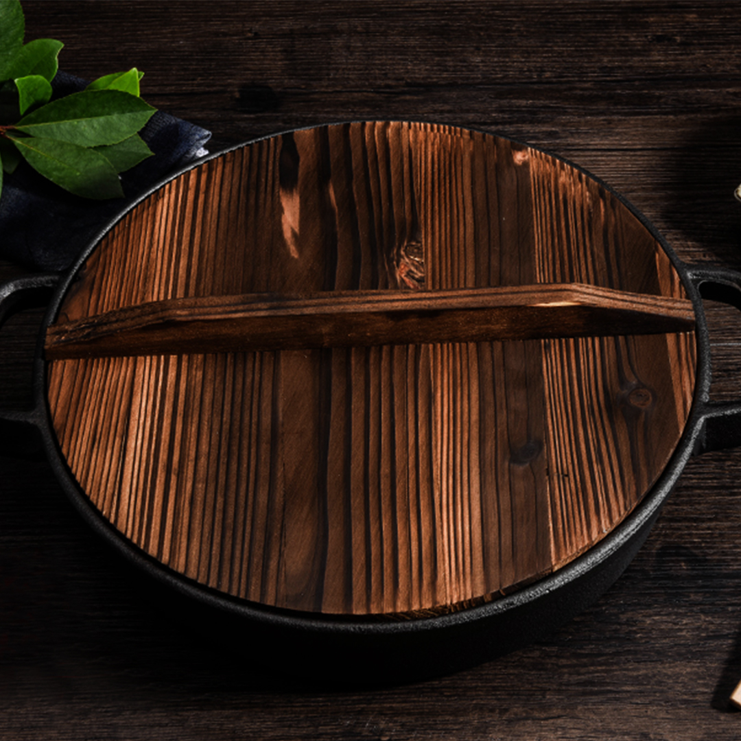 Soga 29Cm Round Cast Iron Pre-Seasoned Deep Baking Pizza Frying Pan Skillet With Wooden Lid, Home &Amp; Living, Kitchen &Amp; Dining, Cookware, Frying Pans, ,  - Nz Depot 9