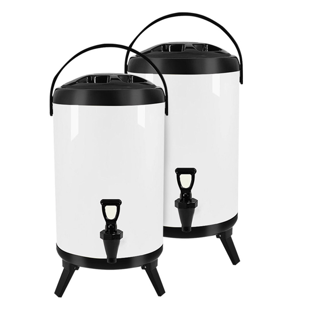 Soga 2X 10L Stainless Steel Insulated Milk Tea Barrel Hot And Cold Beverage Dispenser Container With Faucet White, Home &Amp; Living, Kitchen &Amp; Dining, Barware, Spirit Dispensers, ,  - Nz Depot 1