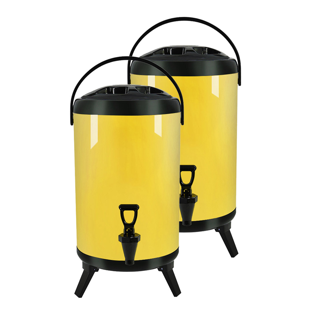 Soga 2X 10L Stainless Steel Insulated Milk Tea Barrel Hot And Cold Beverage Dispenser Container With Faucet Yellow, Home &Amp; Living, Kitchen &Amp; Dining, Barware, Spirit Dispensers, ,  - Nz Depot 1