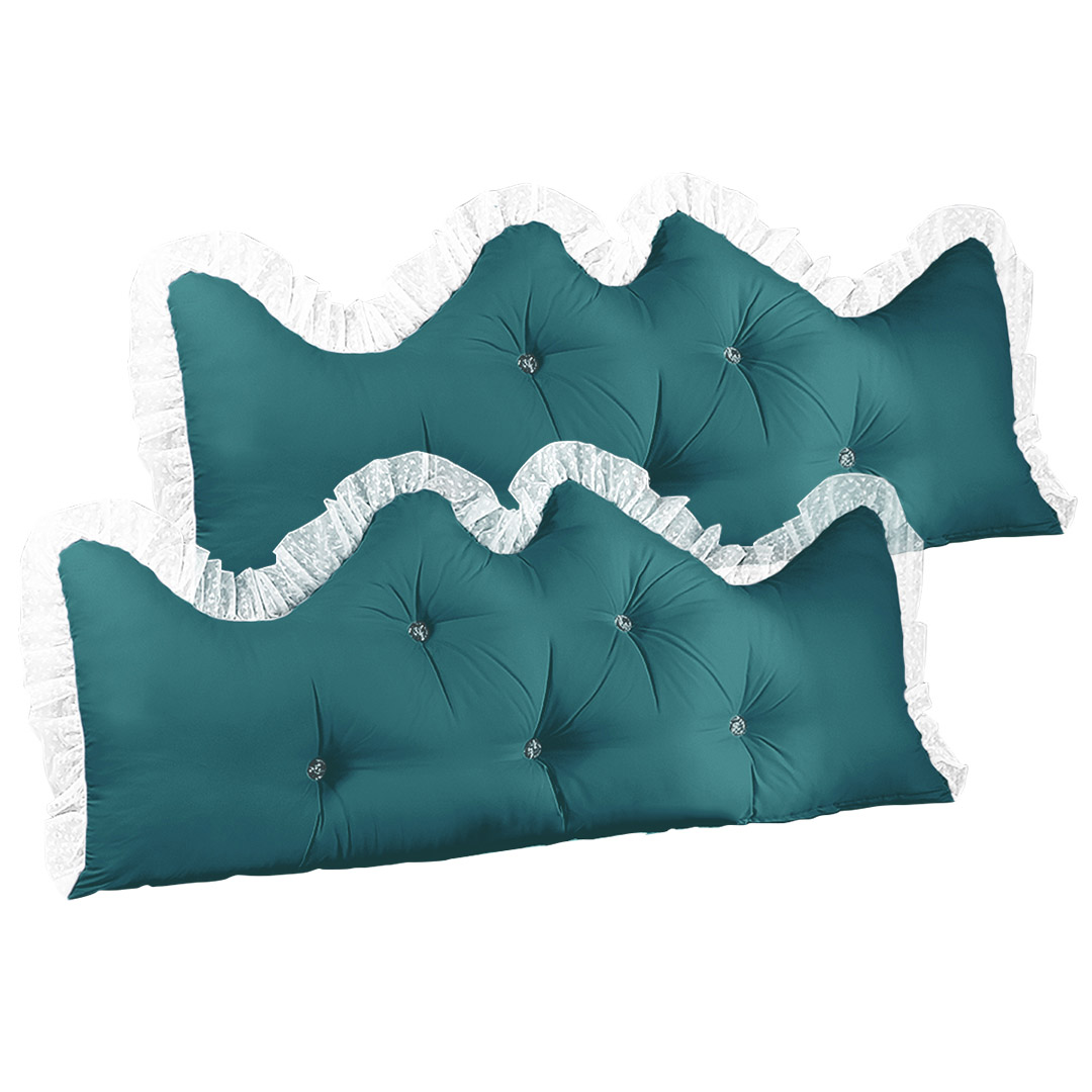 Soga 2X 120Cm Blue-Green Princess Bed Pillow Headboard Backrest Bedside Tatami Sofa Cushion With Ruffle Lace Home Decor, Furniture, Living Room Furniture, Occasional Chairs, , ,  - Nz Depot 1