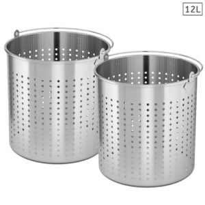 SOGA 2X 12L 18/10 Stainless Steel Perforated Stockpot Basket Pasta Strainer with Handle, home & living, kitchen & dining, cookware, stock & multi pots, ,  - NZ DEPOT 1