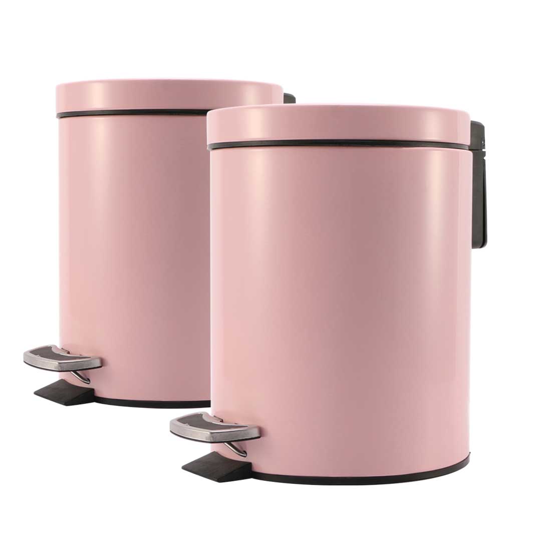 SOGA 2X 12L Foot Pedal Stainless Steel Rubbish Recycling Garbage Waste Trash Bin Round Pink, Home & Living, Kitchen & Dining, Kitchen Storage, Kitchen Bins, ,  - NZ DEPOT 1