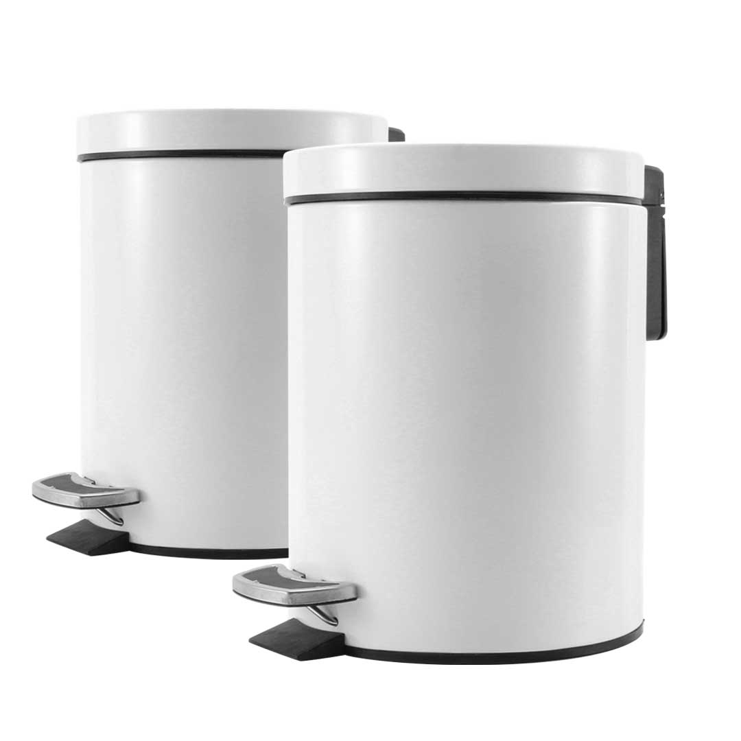 SOGA 2X 12L Foot Pedal Stainless Steel Rubbish Recycling Garbage Waste Trash Bin Round White, Home & Living, Kitchen & Dining, Kitchen Storage, Kitchen Bins,  - NZ DEPOT 1