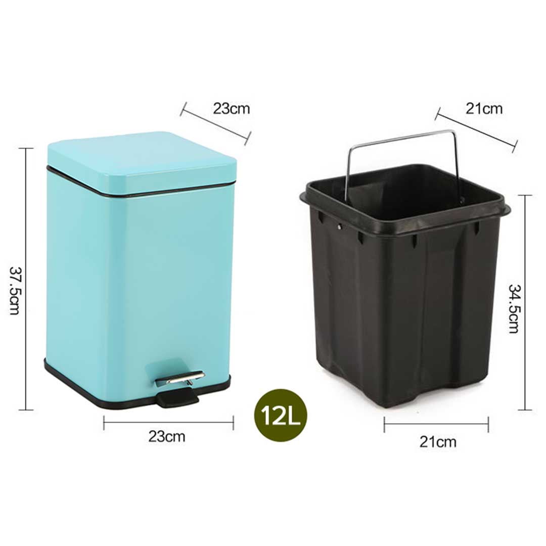 SOGA 2X 12L Foot Pedal Stainless Steel Rubbish Recycling Garbage Waste Trash Bin Square Blue, Home & Living, Kitchen & Dining, Kitchen Storage, Kitchen Bins,  - NZ DEPOT 2