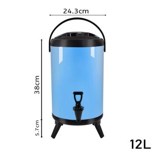 SOGA 2X 12L Stainless Steel Insulated Milk Tea Barrel Hot and Cold Beverage Dispenser Container with Faucet Blue, Home & Living, Kitchen & Dining, Barware, Spirit Dispensers, ,  - NZ DEPOT 2