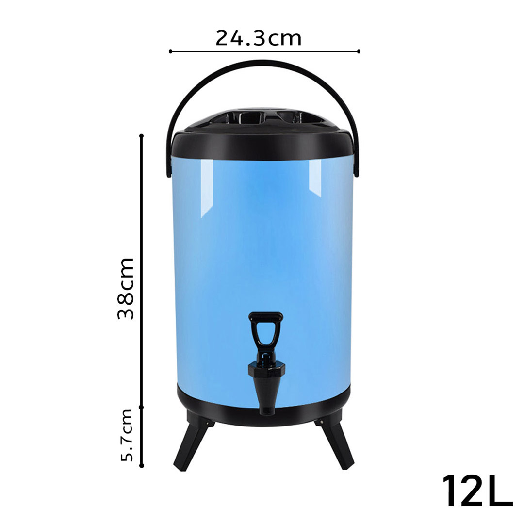 Soga 2X 12L Stainless Steel Insulated Milk Tea Barrel Hot And Cold Beverage Dispenser Container With Faucet Blue, Home &Amp; Living, Kitchen &Amp; Dining, Barware, Spirit Dispensers, ,  - Nz Depot 2