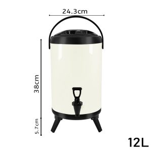 SOGA 2X 12L Stainless Steel Insulated Milk Tea Barrel Hot and Cold Beverage Dispenser Container with Faucet White, Home & Living, Kitchen & Dining, Barware, Spirit Dispensers, ,  - NZ DEPOT 2