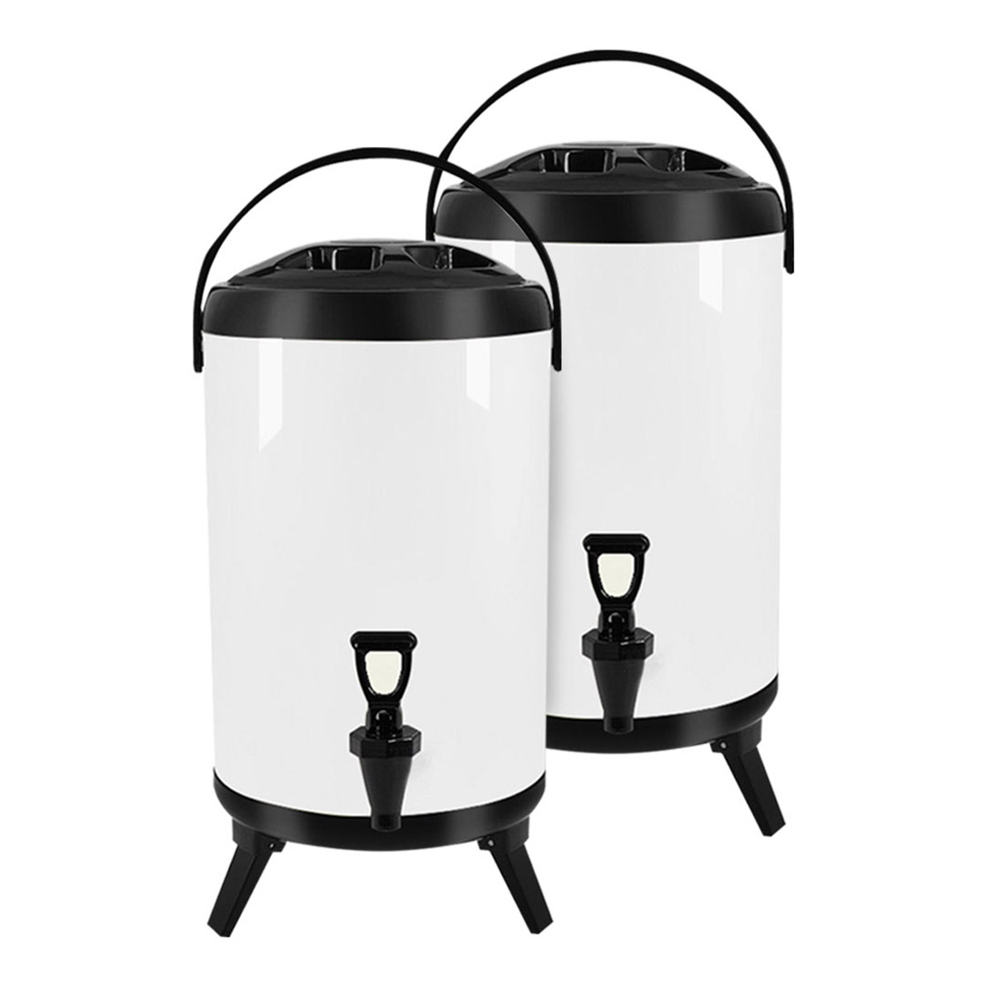 Soga 2X 12L Stainless Steel Insulated Milk Tea Barrel Hot And Cold Beverage Dispenser Container With Faucet White, Home &Amp; Living, Kitchen &Amp; Dining, Barware, Spirit Dispensers, ,  - Nz Depot 1