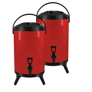 SOGA 2X 14L Stainless Steel Insulated Milk Tea Barrel Hot and Cold Beverage Dispenser Container with Faucet Red NZ DEPOT