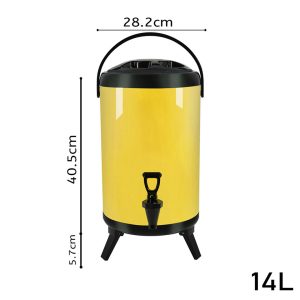 SOGA 2X 14L Stainless Steel Insulated Milk Tea Barrel Hot and Cold Beverage Dispenser Container with Faucet Yellow, Home & Living, Kitchen & Dining, Barware, Spirit Dispensers, ,  - NZ DEPOT 2