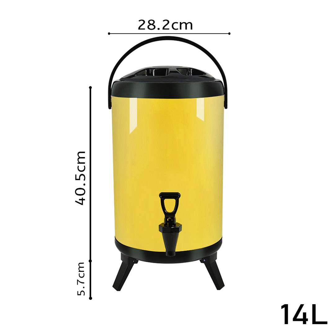 Soga 2X 14L Stainless Steel Insulated Milk Tea Barrel Hot And Cold Beverage Dispenser Container With Faucet Yellow, Home &Amp; Living, Kitchen &Amp; Dining, Barware, Spirit Dispensers, ,  - Nz Depot 2