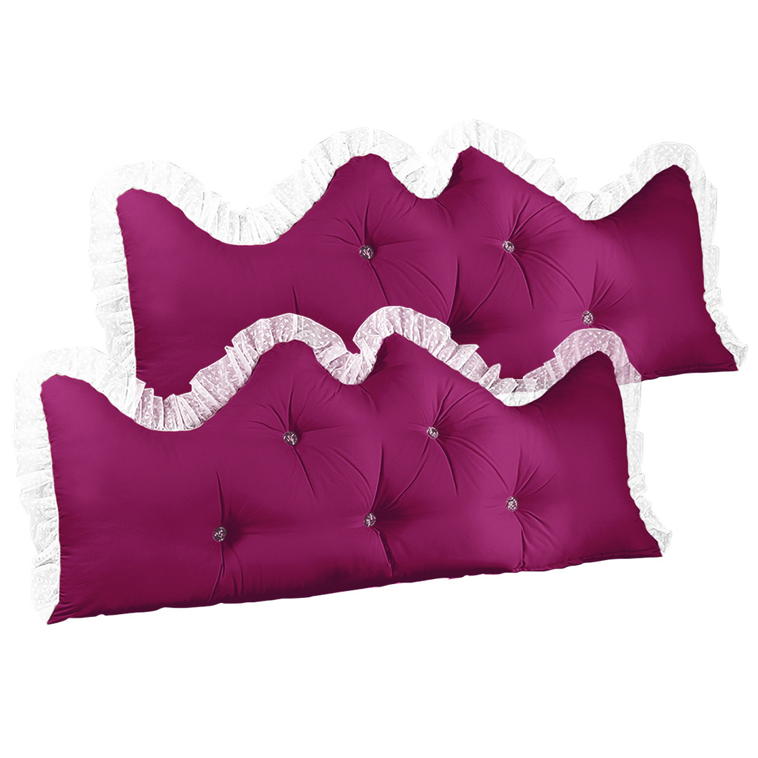 Soga 2X 150Cm Burgundy Princess Bed Pillow Headboard Backrest Bedside Tatami Sofa Cushion With Ruffle Lace Home Decor, Furniture, Living Room Furniture, Occasional Chairs, , ,  - Nz Depot 1