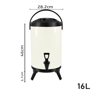 SOGA 2X 16L Stainless Steel Insulated Milk Tea Barrel Hot and Cold Beverage Dispenser Container with Faucet White, Home & Living, Kitchen & Dining, Barware, Spirit Dispensers, ,  - NZ DEPOT 2