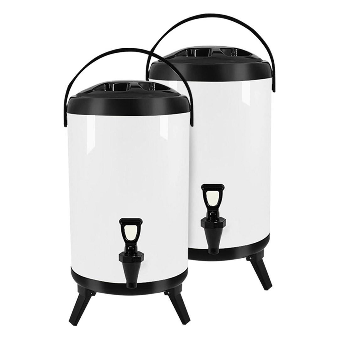 Soga 2X 16L Stainless Steel Insulated Milk Tea Barrel Hot And Cold Beverage Dispenser Container With Faucet White, Home &Amp; Living, Kitchen &Amp; Dining, Barware, Spirit Dispensers, ,  - Nz Depot 1