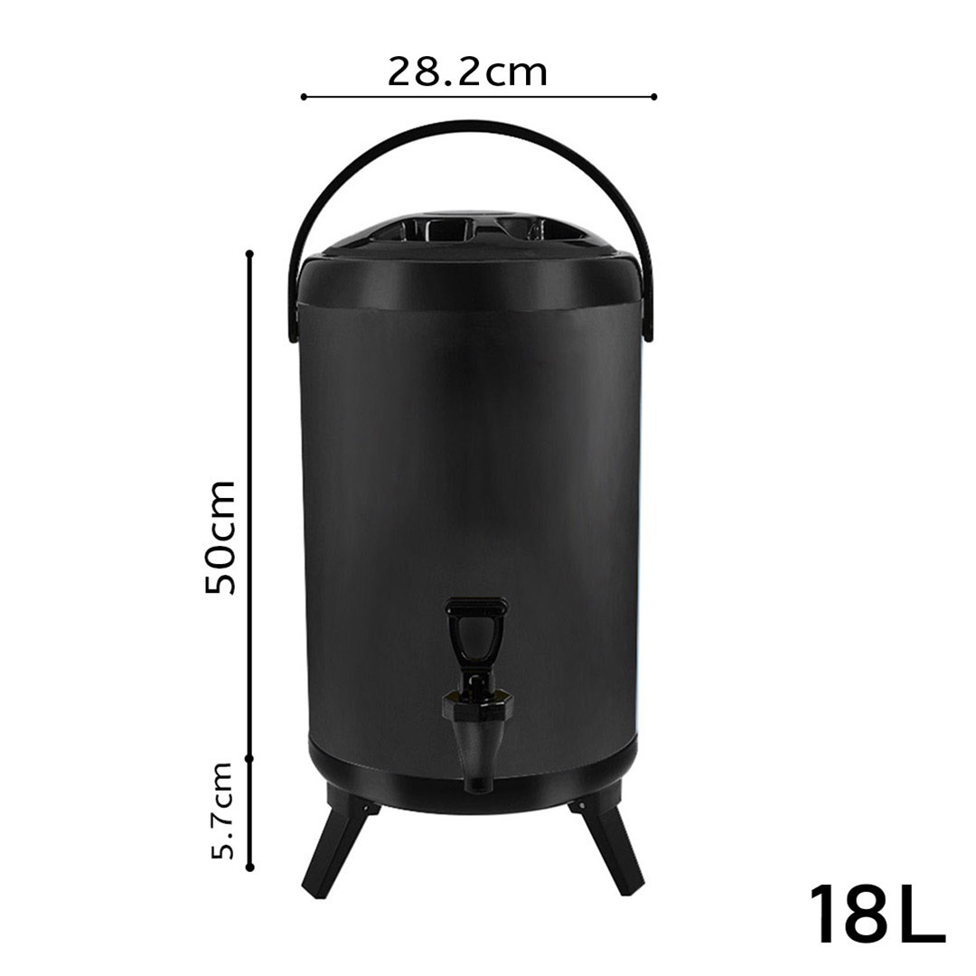 Soga 2X 18L Stainless Steel Insulated Milk Tea Barrel Hot And Cold Beverage Dispenser Container With Faucet Black, Home &Amp; Living, Kitchen &Amp; Dining, Barware, Spirit Dispensers, ,  - Nz Depot 2