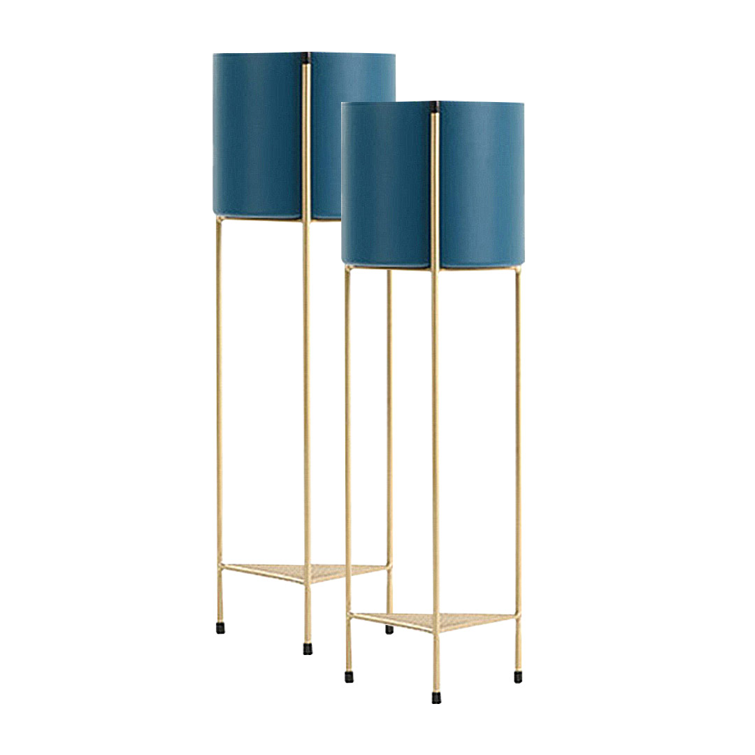 Soga 2X 2 Layer 65Cm Gold Metal Plant Stand With Blue Flower Pot Holder Corner Shelving Rack Indoor Display, Home &Amp; Living, Home Decor, Indoor Pots, Planters And Plant Stands, , ,  - Nz Depot 1