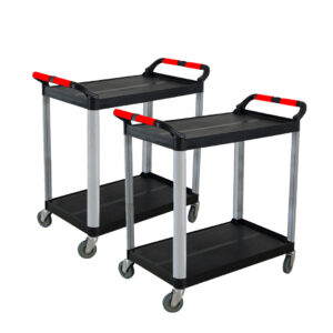 SOGA 2X 2 Tier Food Trolley Portable Kitchen Cart Multifunctional Big Utility Service with wheels 845x430x940mm Black, Business & Industrial, Food Service, Food Service Carts, , ,  - NZ DEPOT 1