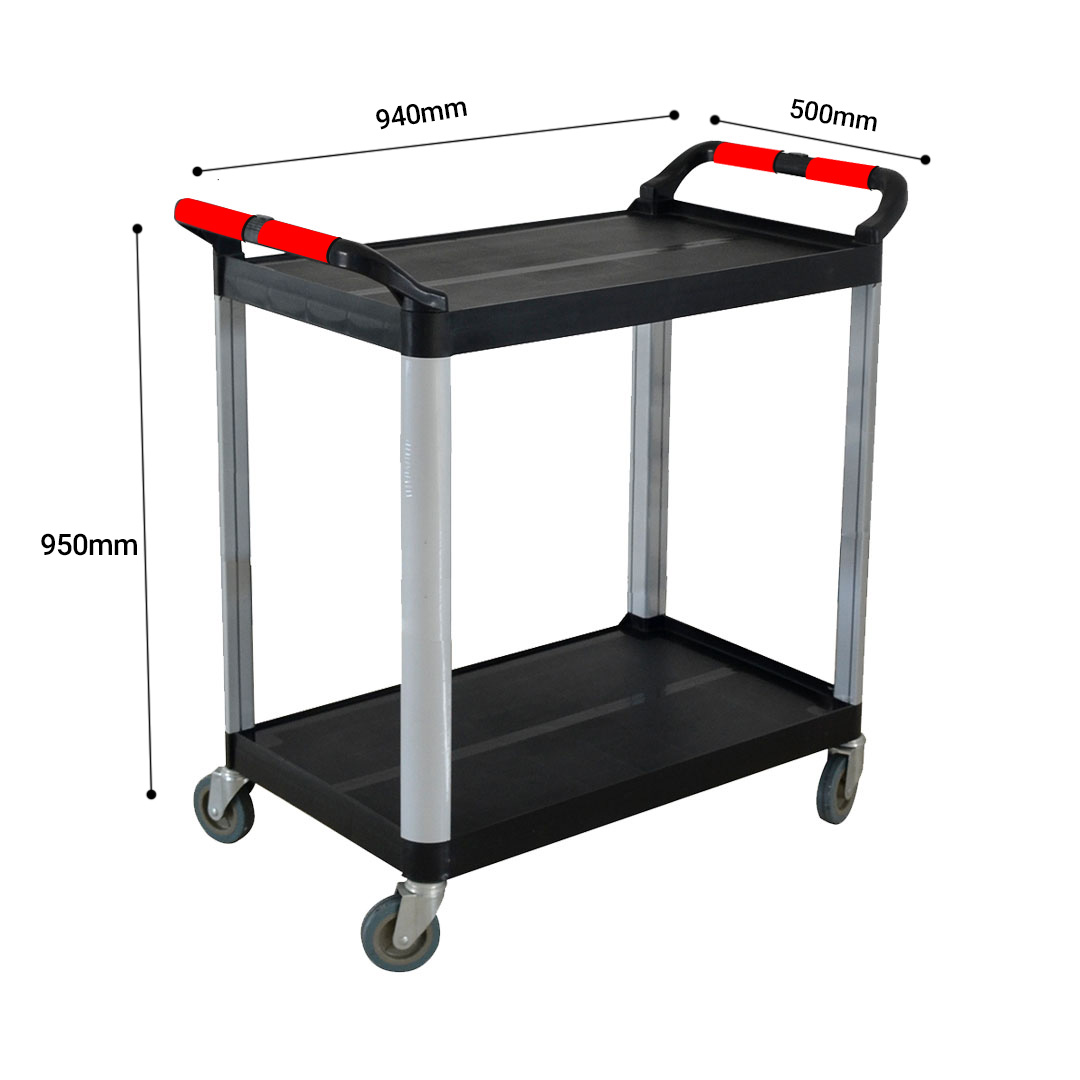 Soga 2X 2 Tier Food Trolley Portable Kitchen Cart Multifunctional Big Utility Service With Wheels 845X430X940Mm Black, Business &Amp; Industrial, Food Service, Food Service Carts, , ,  - Nz Depot 6