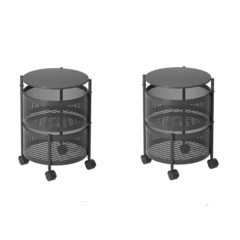 Soga 2X 2 Tier Steel Round Rotating Kitchen Cart Multi-Functional Shelves Portable Storage Organizer With Wheels, Garden, Tools &Amp; Hardware, Garage Storage &Amp; Organisation, Utility Shelves, , ,  - Nz Depot 1