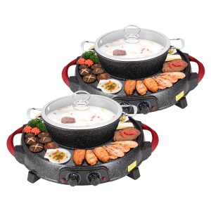 SOGA 2X 2 in 1 Electric Stone Coated Teppanyaki Grill Plate Steamboat Hotpot, Home & Living, Kitchen & Dining, Cookware, Griddles & Grill Pans, ,  - NZ DEPOT 1